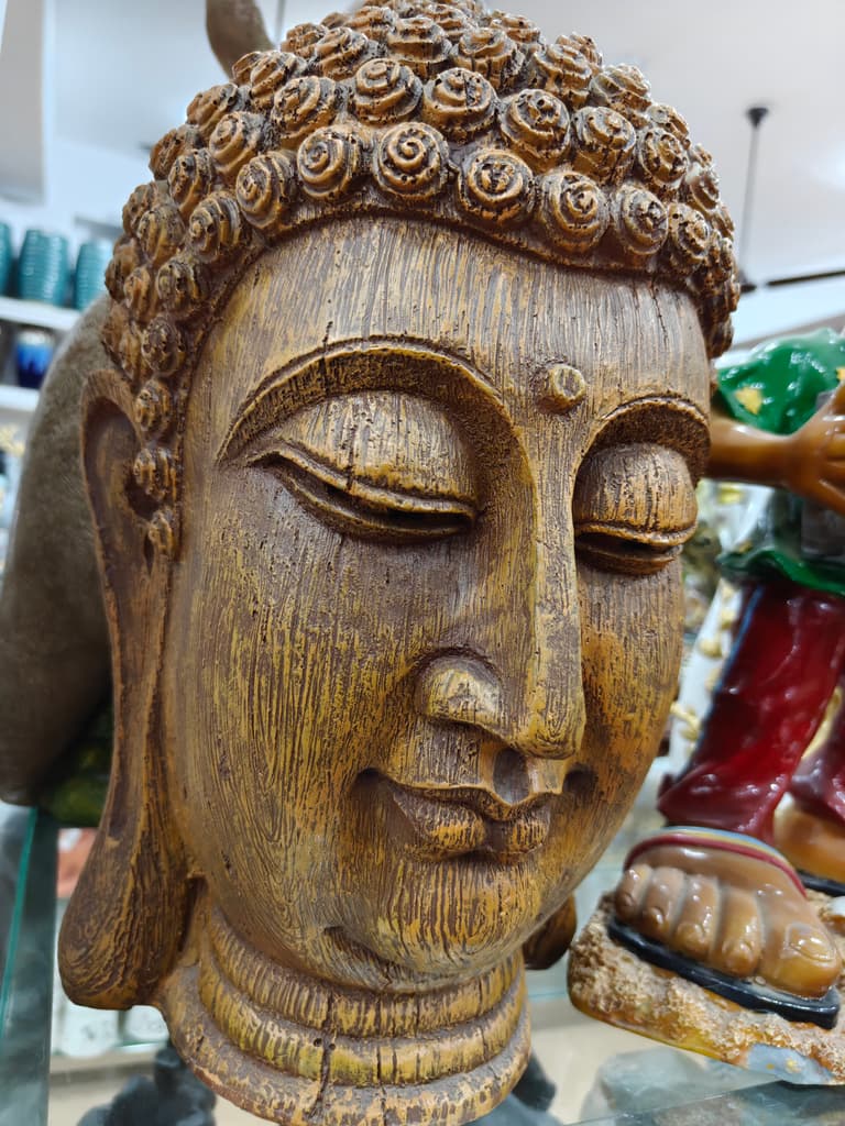 Wooden Buddha Head | Decorative | Brown | Meditation
