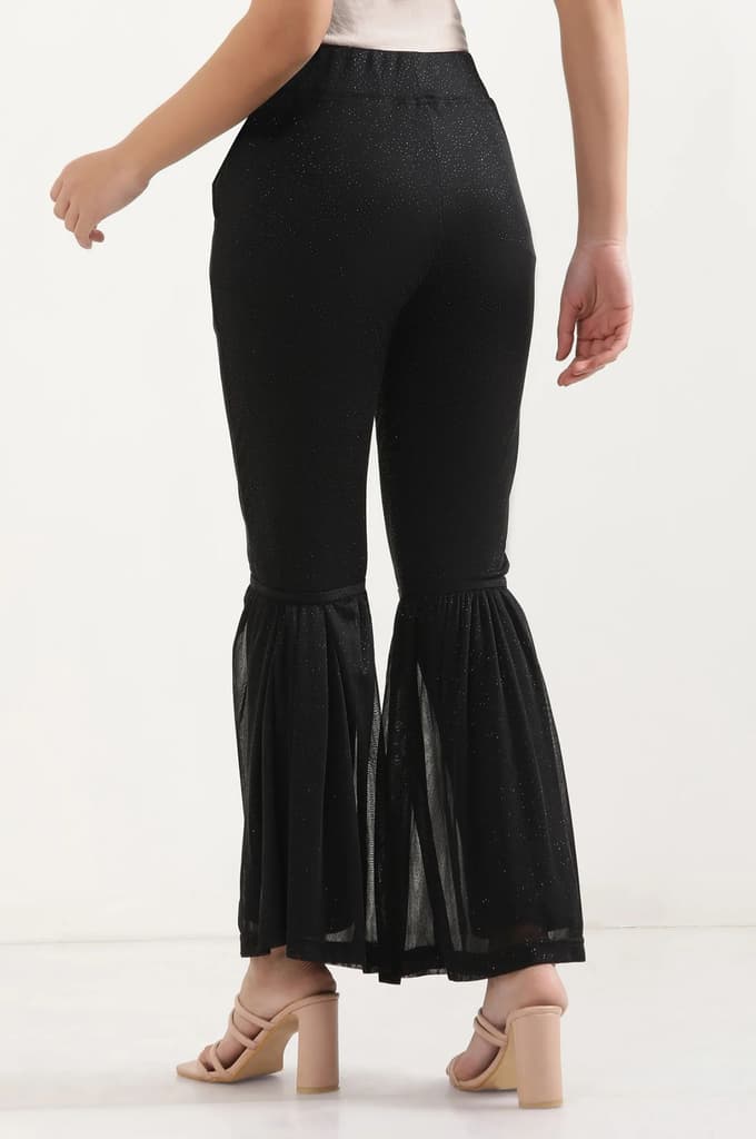 Black Printed Flared Sharara With Elasticated Waist — photo 4