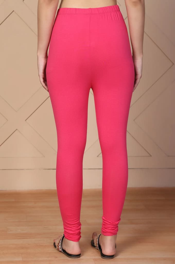 Pink Solid Skinny Fit Cotton Tight — photo 4