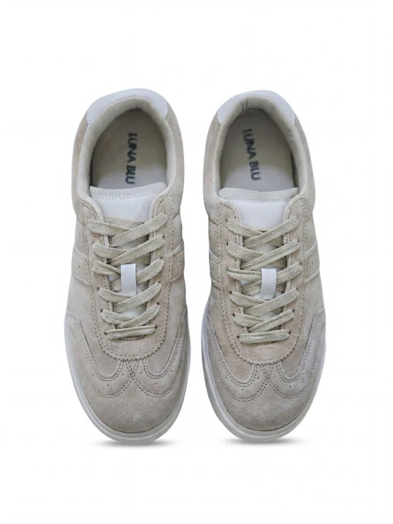 LUNA BLU Light Taupe Lace-Up Textured Sneakers — photo 3