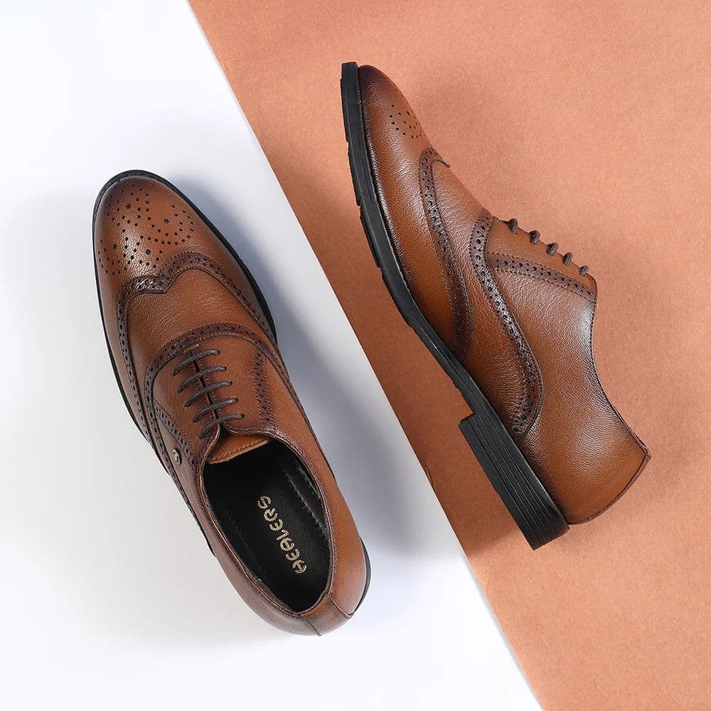 Healers Tan Formal Lacing Oxford Shoes For Men SAGAR-15 By Liberty — photo 4