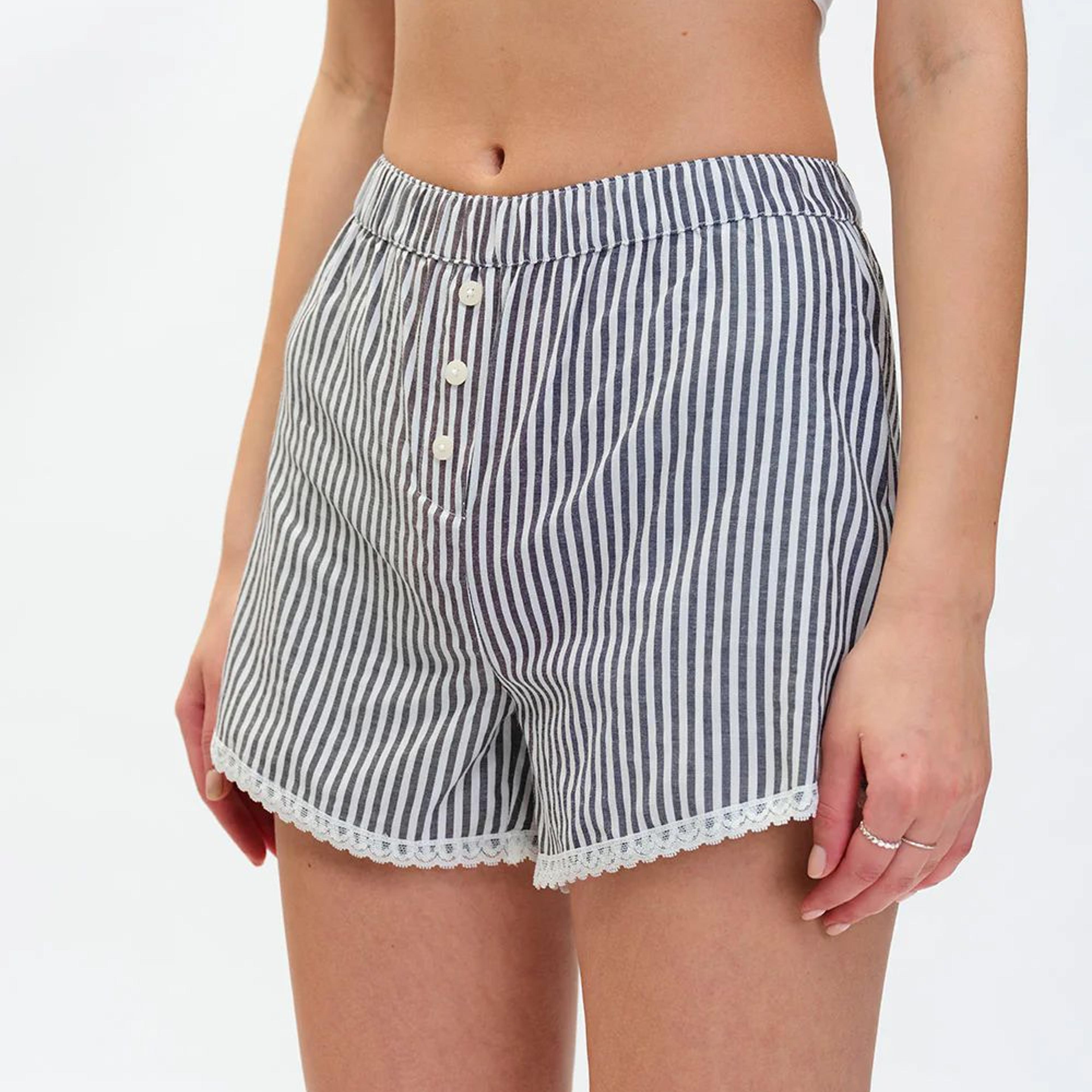 B&W Big Stripes Lace Shorts