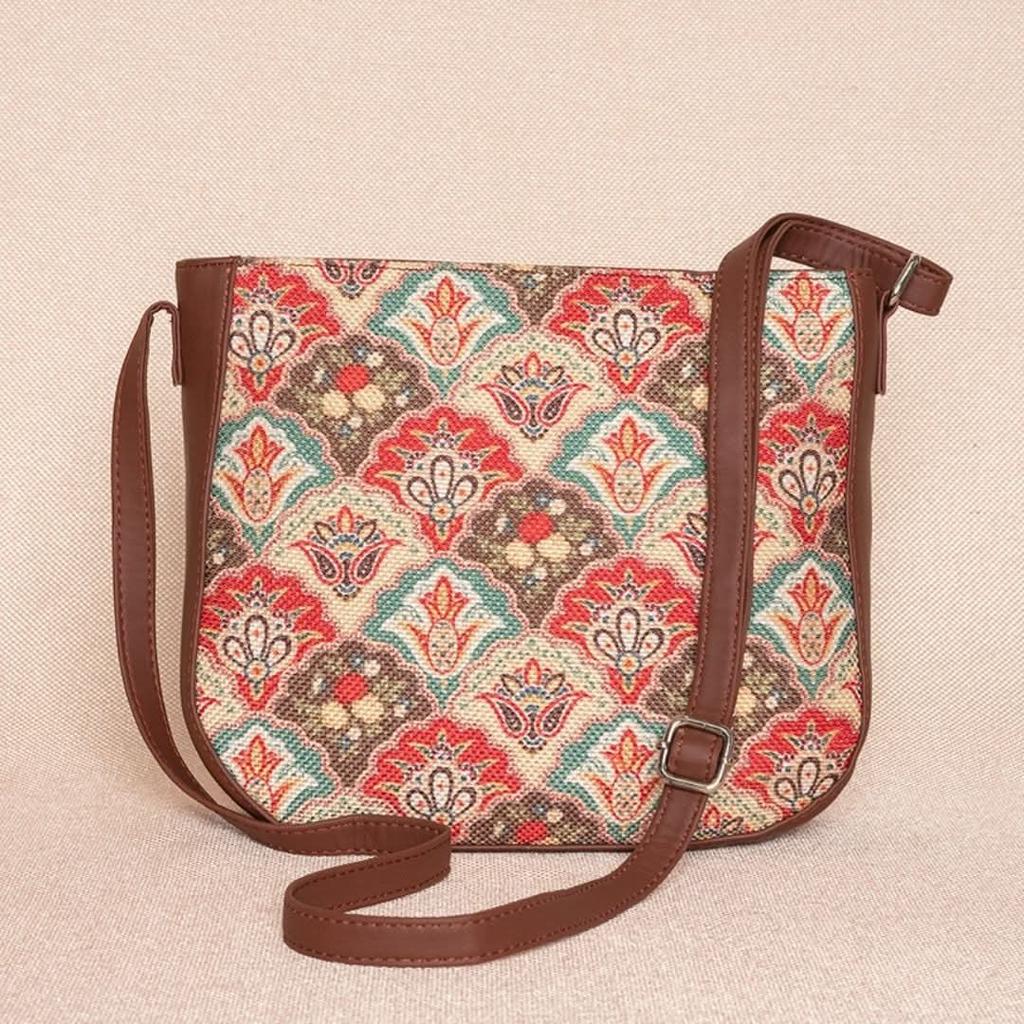 Kutch Gamthi & Mughal Art Multicolor - Statement Office Bag & U-Shaped Sling Bag Combo