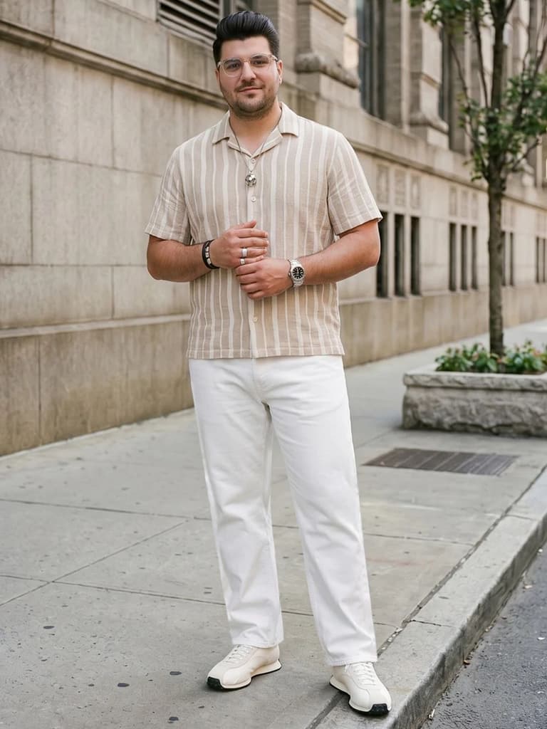 Plus Men's White Relaxed Fit Washed Denim Jeans Non-Stretchable — photo 4