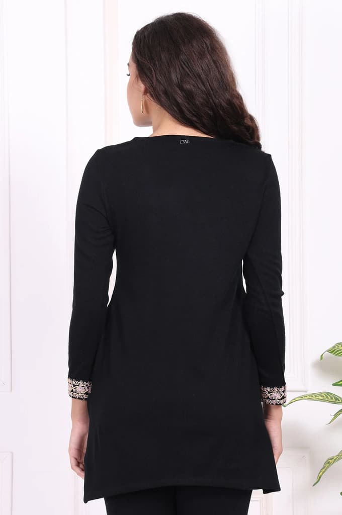 Black Embroidered Straight Acrylic Tunic — photo 5