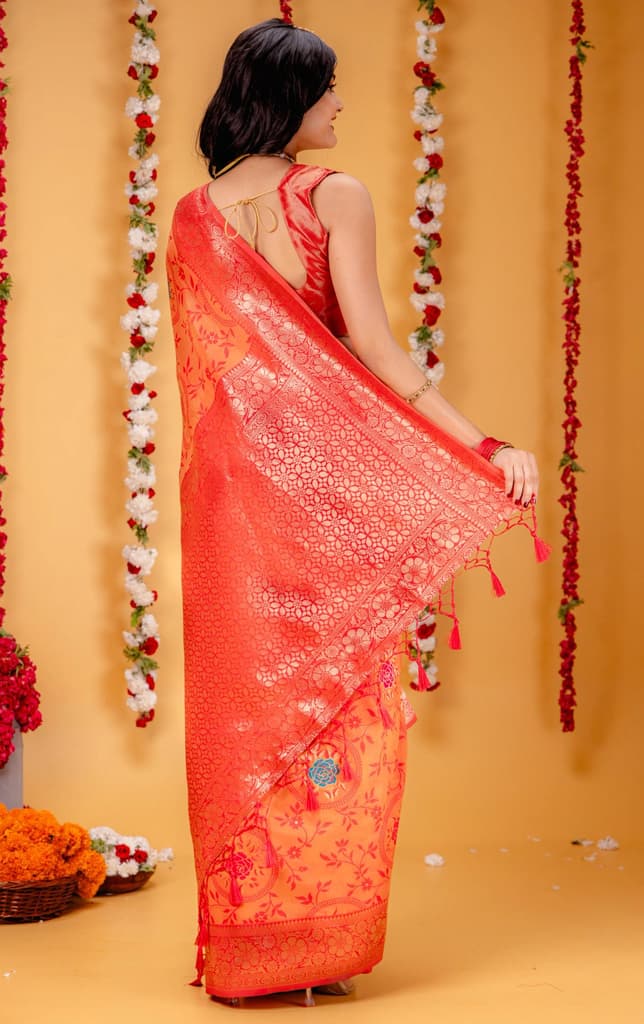 Mimosa Women's Woven Design Kanjivaram Style Art Silk Saree With Blouse Piece : SA00001599PCFREE — photo 5