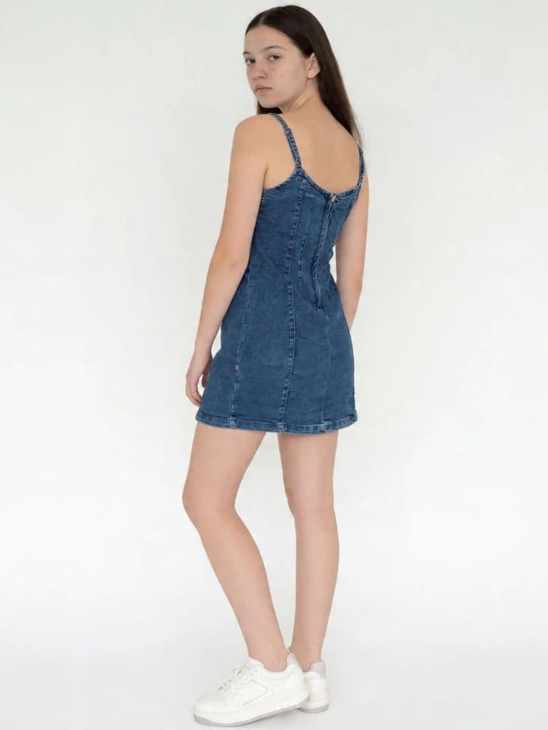 Y&F Kids Girls Blue Mid Wash Denim Slip Dress — photo 2