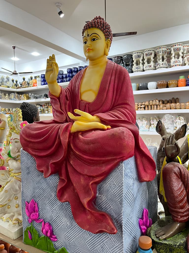 Buddha Statue | Sculpture | Marble | Red