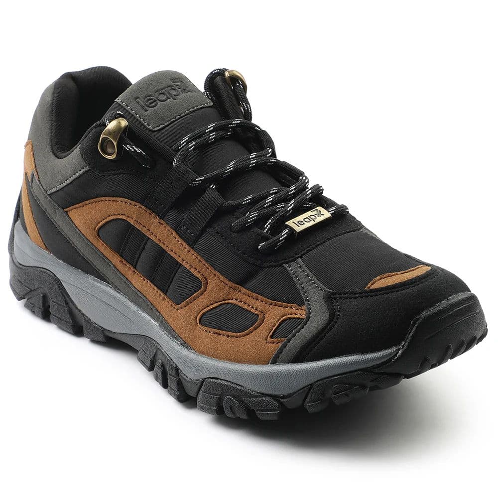 Leap7x Black Sports Lacing Running Shoes For Men EAST-1 By Liberty — 6/40 / Black