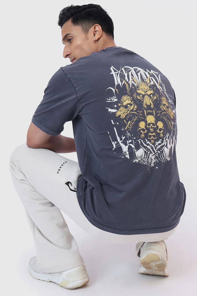 Skull Washed Oversized T-shirt Navy — photo 7