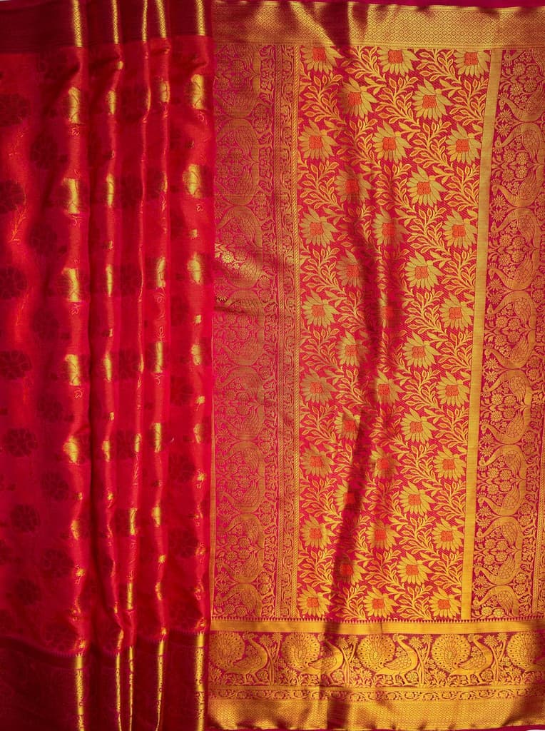 MIMOSA Women's Woven Design Kanjivaram Style Art Silk Saree with Blouse Piece - Strawberry ( SA00003142STFREE ) — photo 7