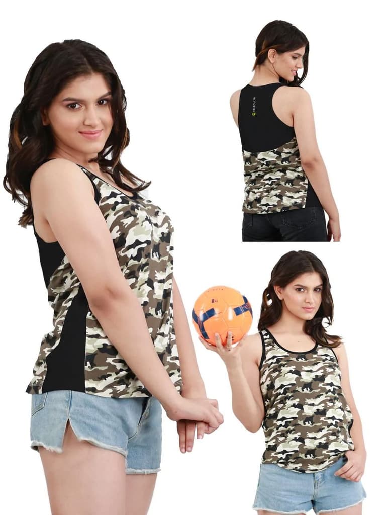 Kate Black Camouflage Printed Bamboo Tank Top For Women (Pack Of 1) — photo 6