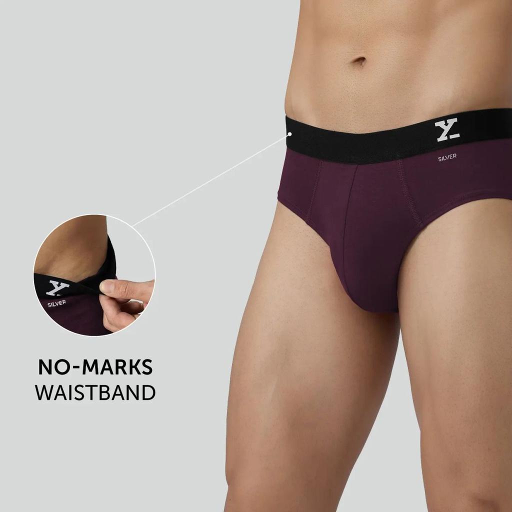 Aero Silver Cotton Briefs Plum Red — photo 4