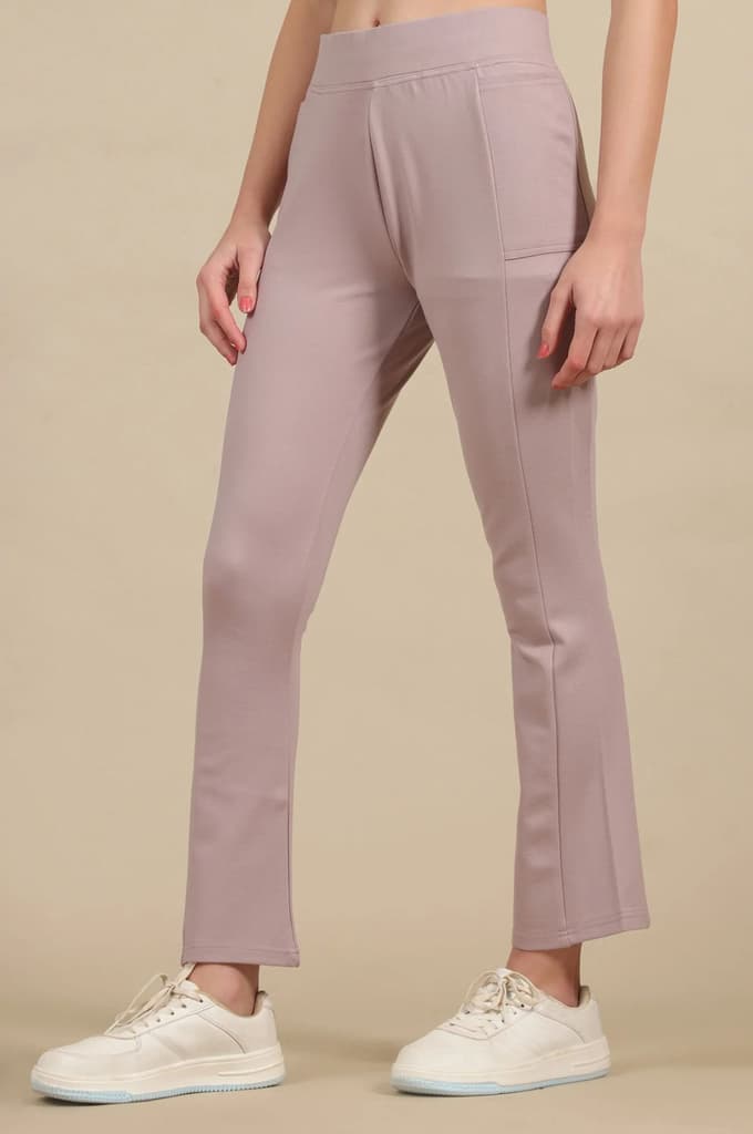 Light Purple Bootcut Yoga Pants with Side Pockets — photo 2