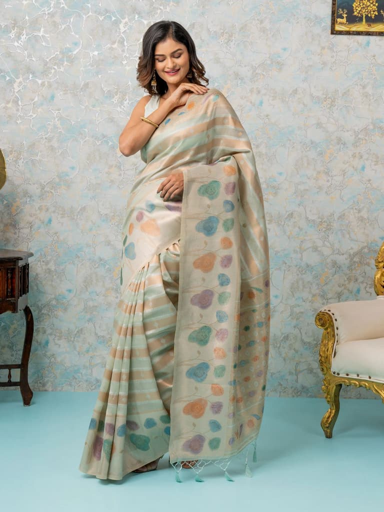 Mimosa Women's Woven Design Banarasi Style Art Silk Saree With Blouse Piece : SA00002064RMFREE — photo 3