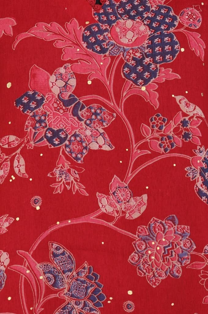 Red Floral Printed Chiffon Straight Top — photo 2