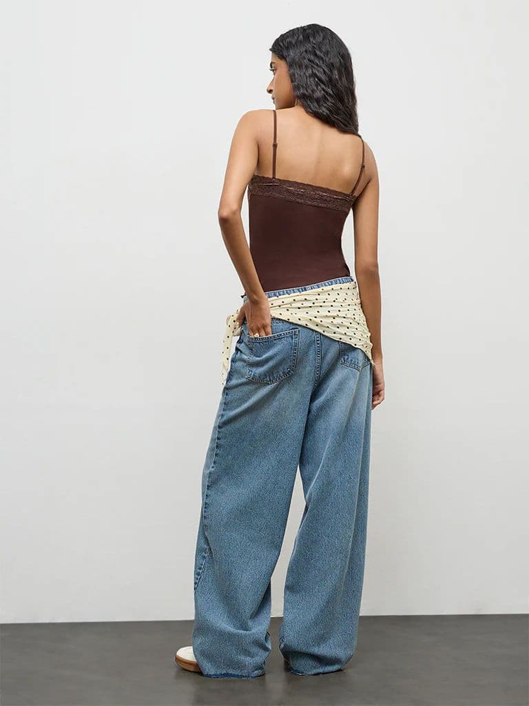 Nuon Blue Washed High-Rise Jeans with Scarf — photo 4