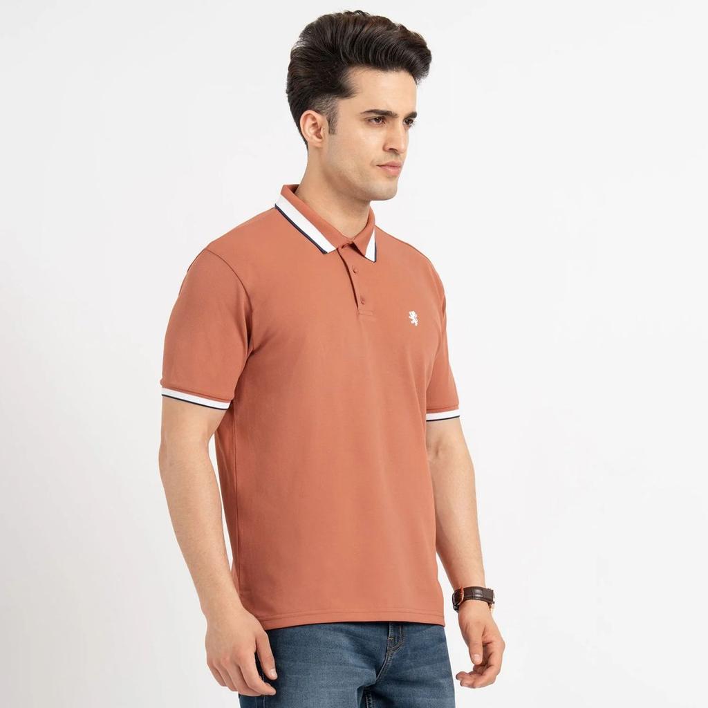 T Shirts for Men in Burnt Orange | Polo Half Sleeve T Shirt — photo 6
