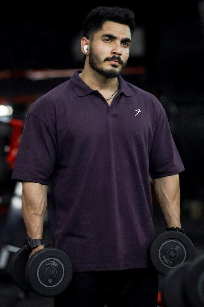 Noir Oversized Polo T-shirt Plum — S