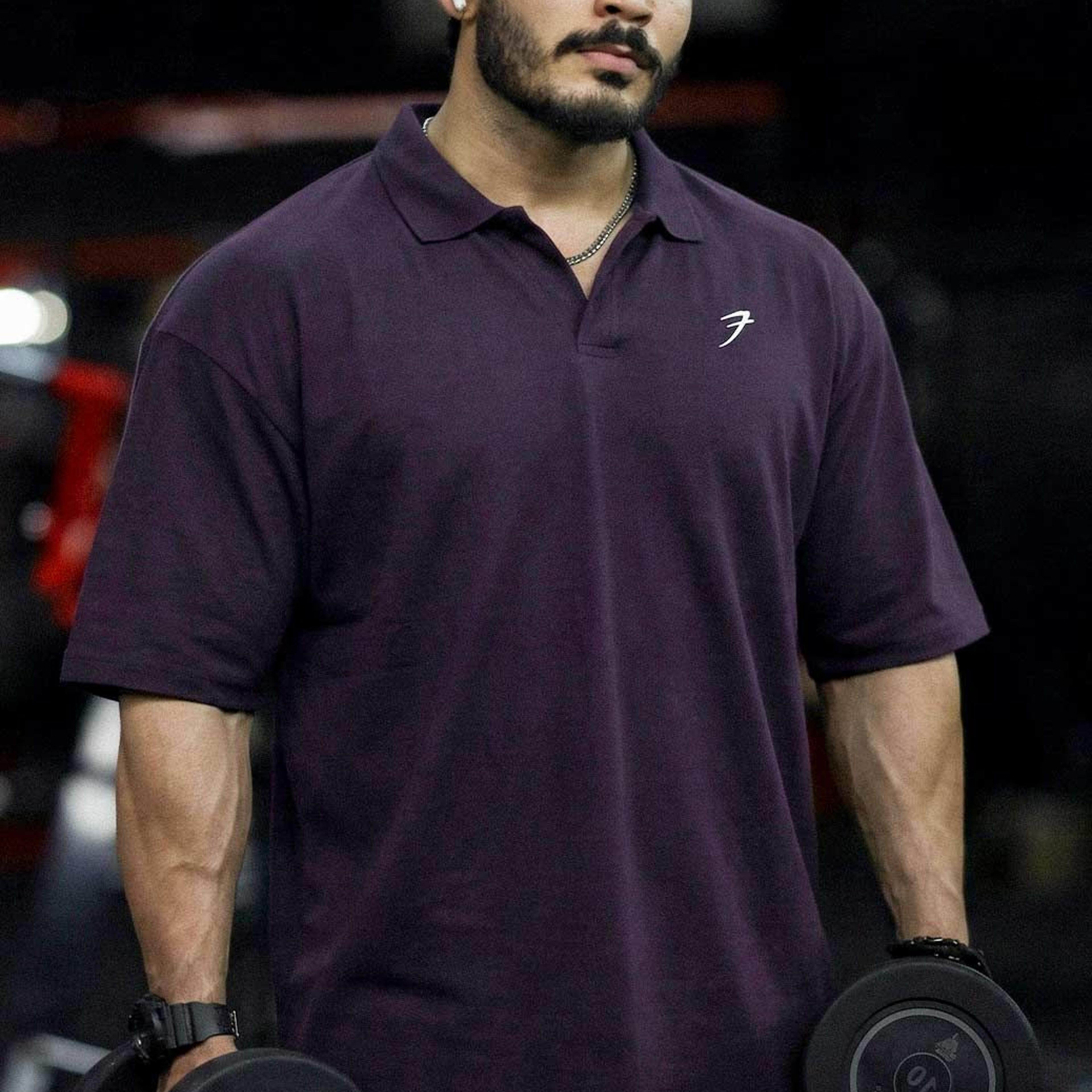 Noir Oversized Polo T-shirt Plum