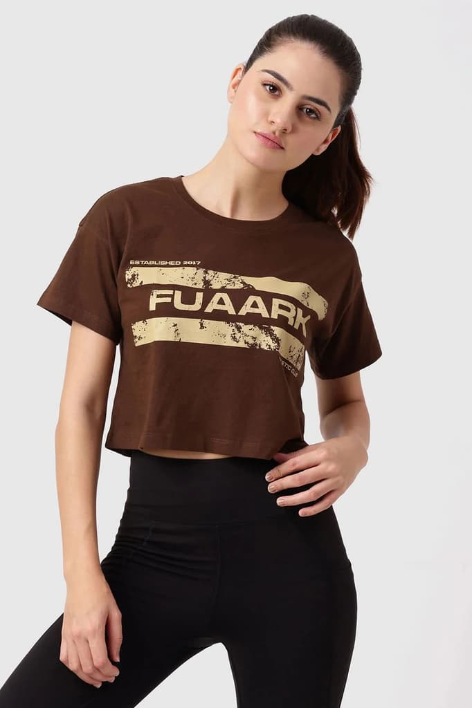 Brisk Fuaark Cotton Crop Top Coffee — photo 4
