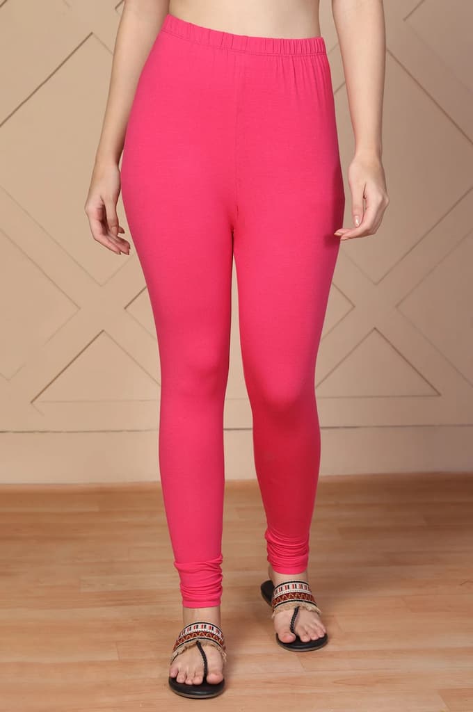 Pink Solid Skinny Fit Cotton Tight