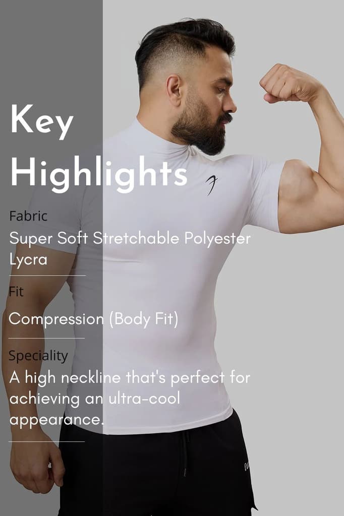 High Neck Compression T-shirt White — photo 7