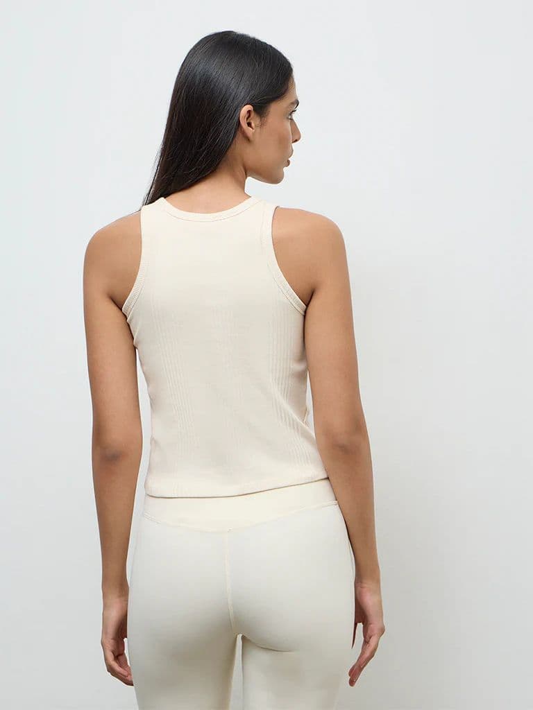 Nuoflexx Cream Ribbed Cotton-Blend Top — photo 4