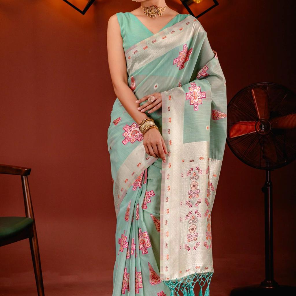 Mimosa Women's Woven Design Banarasi Style Art Silk Saree With Blouse Piece : SA00001792RMFREE
