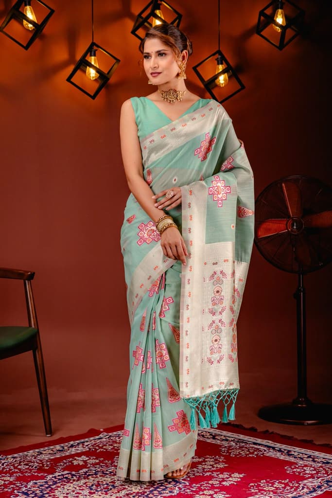 Mimosa Women's Woven Design Banarasi Style Art Silk Saree With Blouse Piece : SA00001792RMFREE — Rama