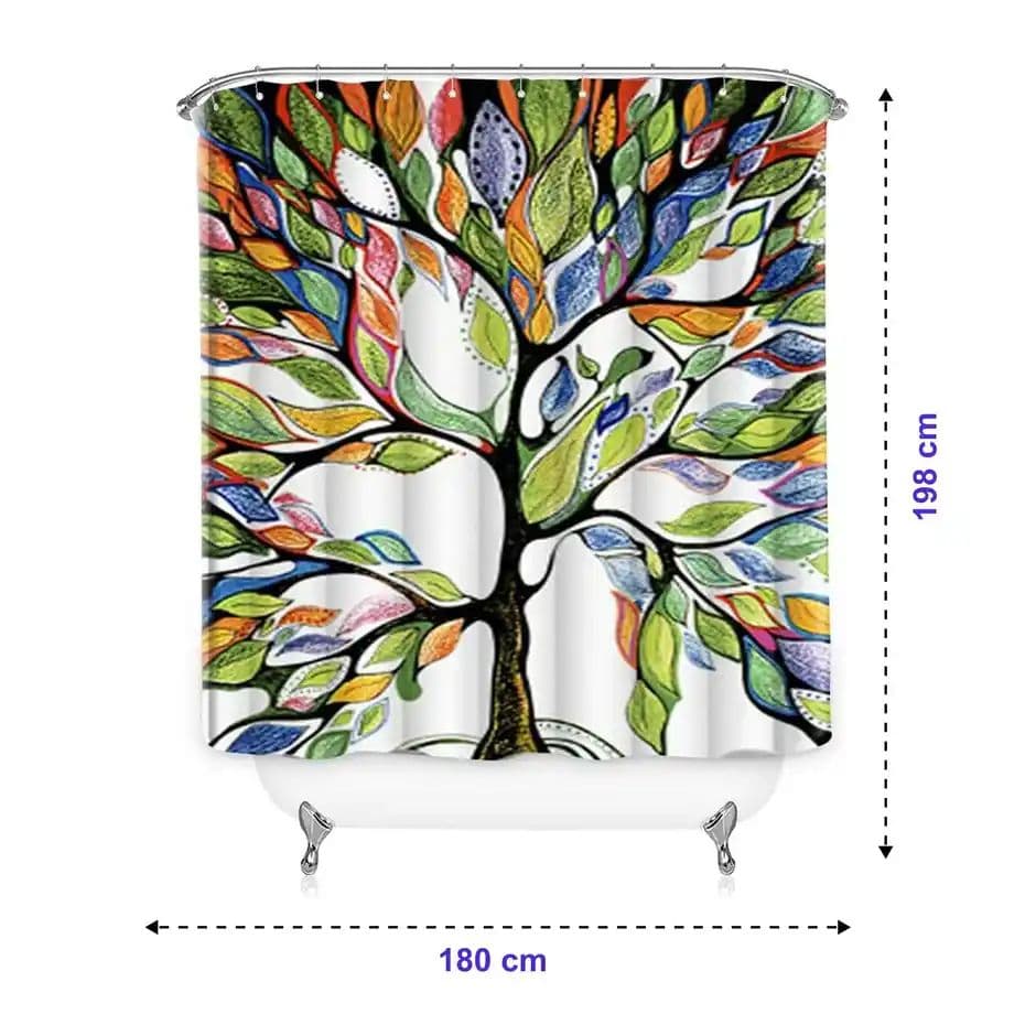 Lushomes Shower Curtain - Multi | Tree Printed | 12 Eyelets | 12 Hooks | 6 x 6.5 ft — photo 2