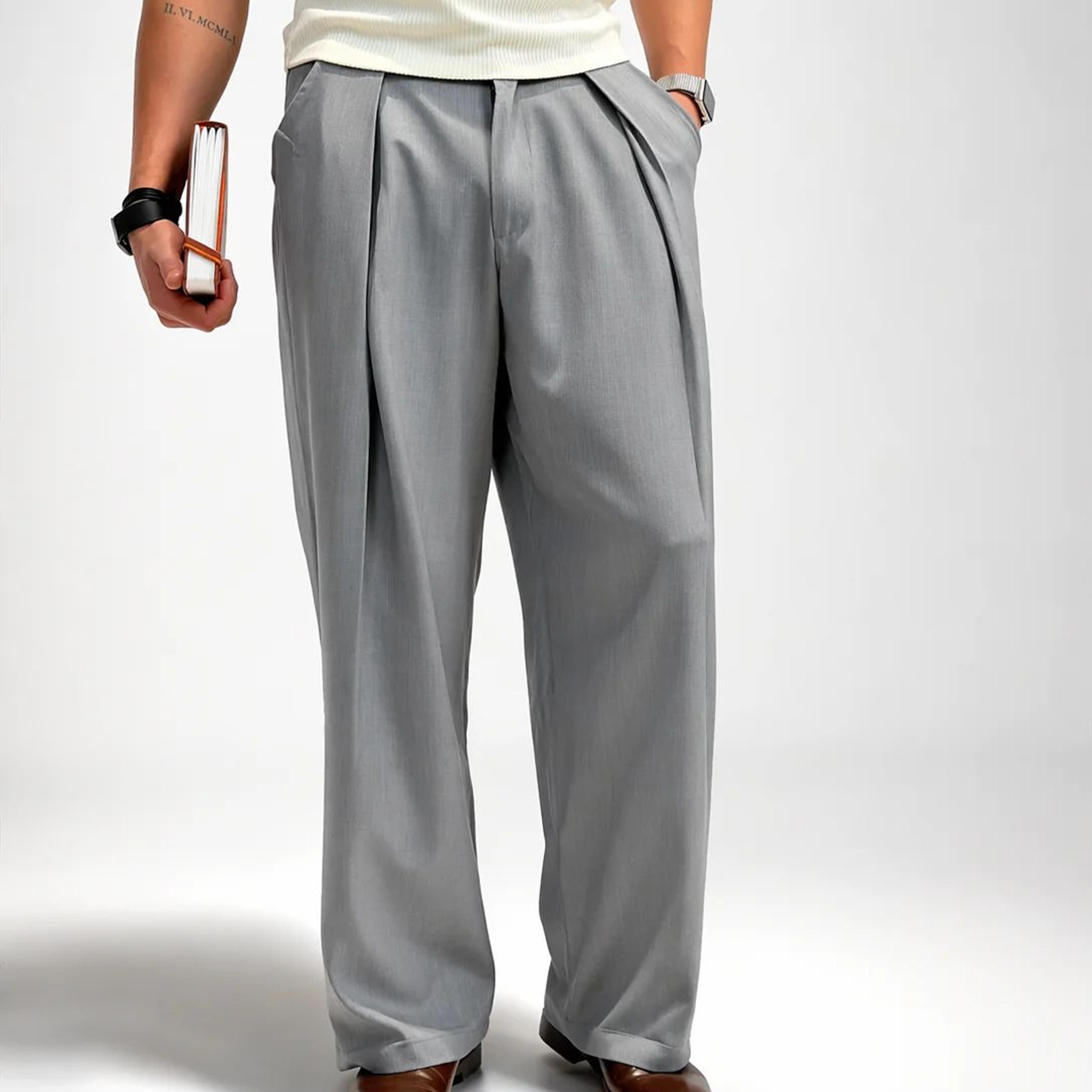 High Profile Pleat Straight Leg Trousers