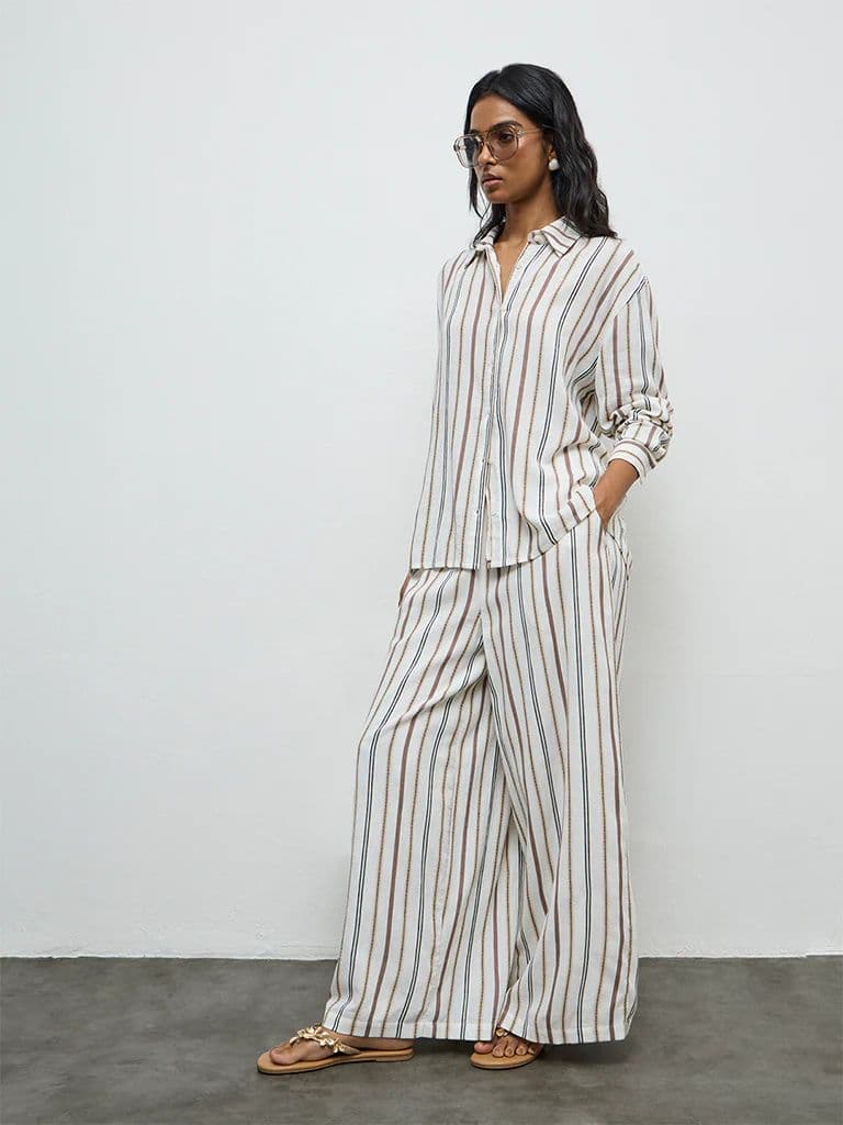 LOV Off-White Striped Shirt