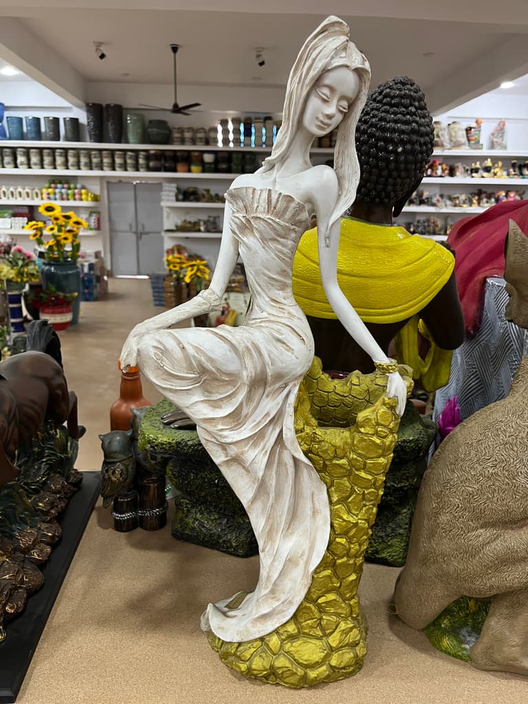 White Statue of Woman in Dress | Sculpture | Porcelain | White
