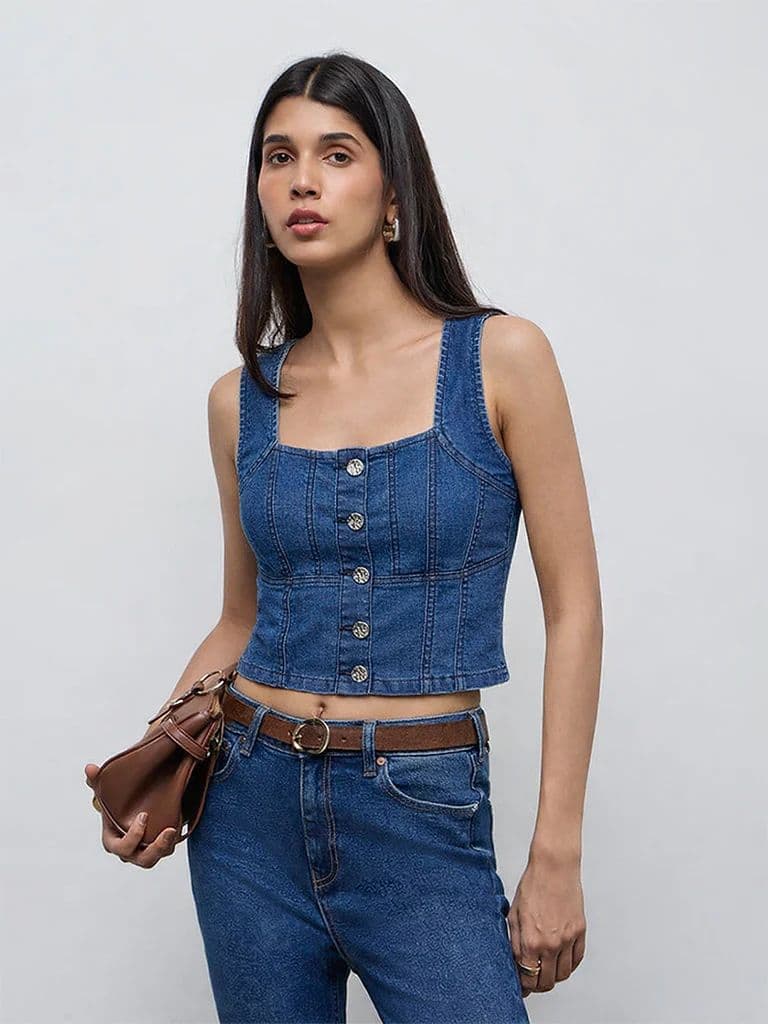 LOV Blue Denim Top — photo 2