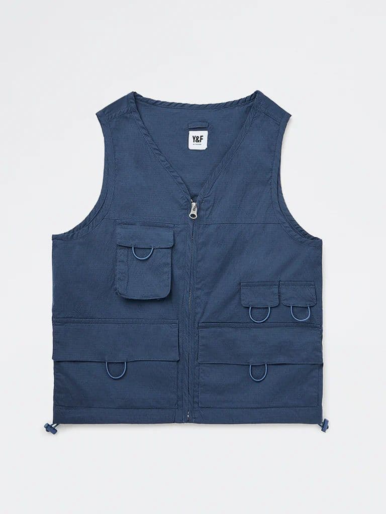 Y&F Kids Boys Navy Cotton-Blend Jacket — photo 3