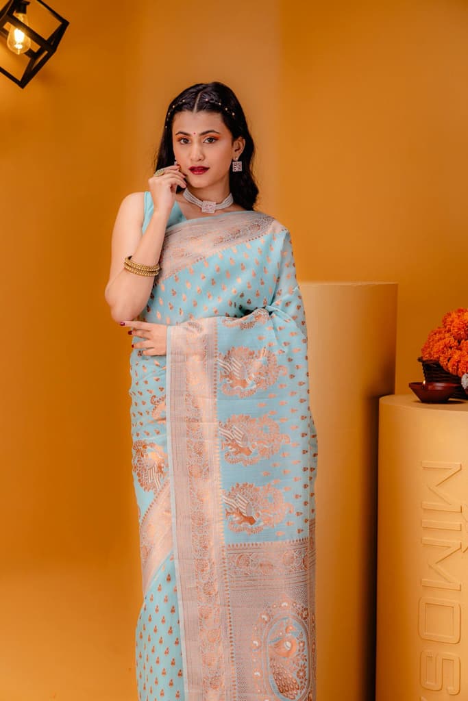 Mimosa Women's Woven Design Banarasi Style Art Silk Saree With Blouse Piece : SA00001809ANFREE — photo 2