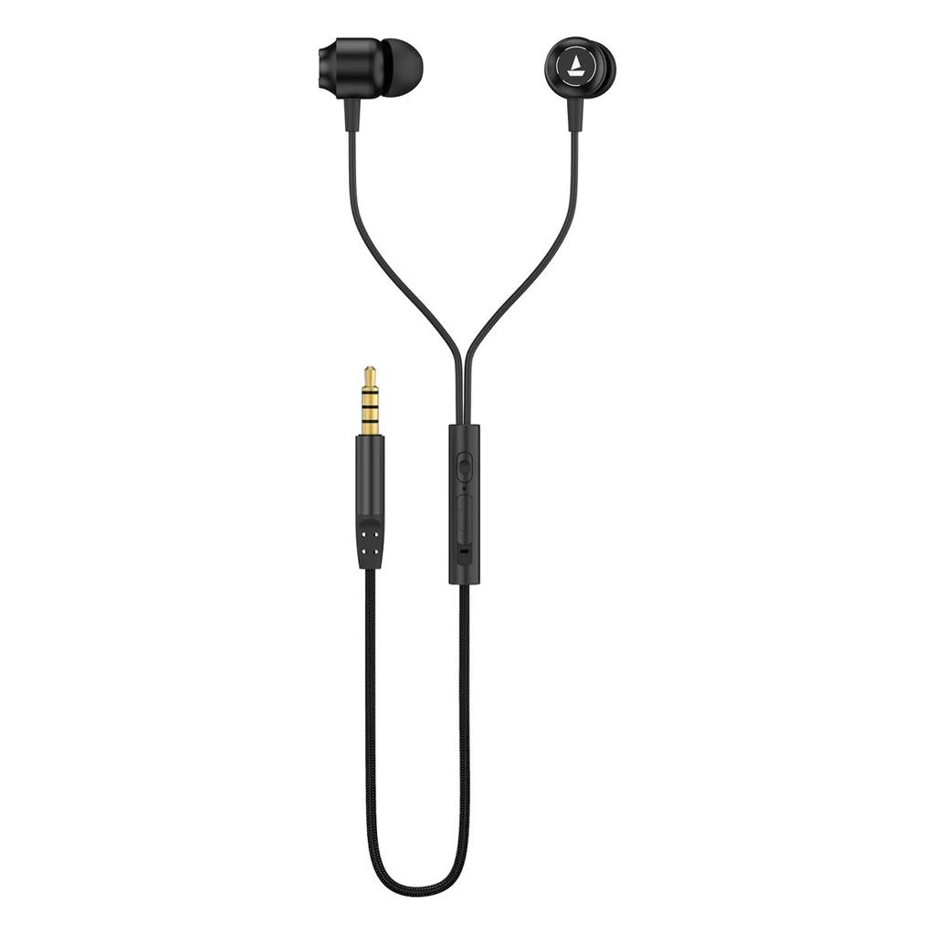 Bassheads 162v2 | Wired Earphone with 10mm Drivers, boAt Signature Sound, Metallic Earbuds, Ergonomic Fit — Bold Black