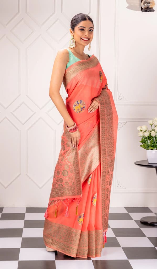 Mimosa Women's Woven Design Banarasi Style Art Silk Saree With Blouse Piece : SA00001758GJFREE — photo 5