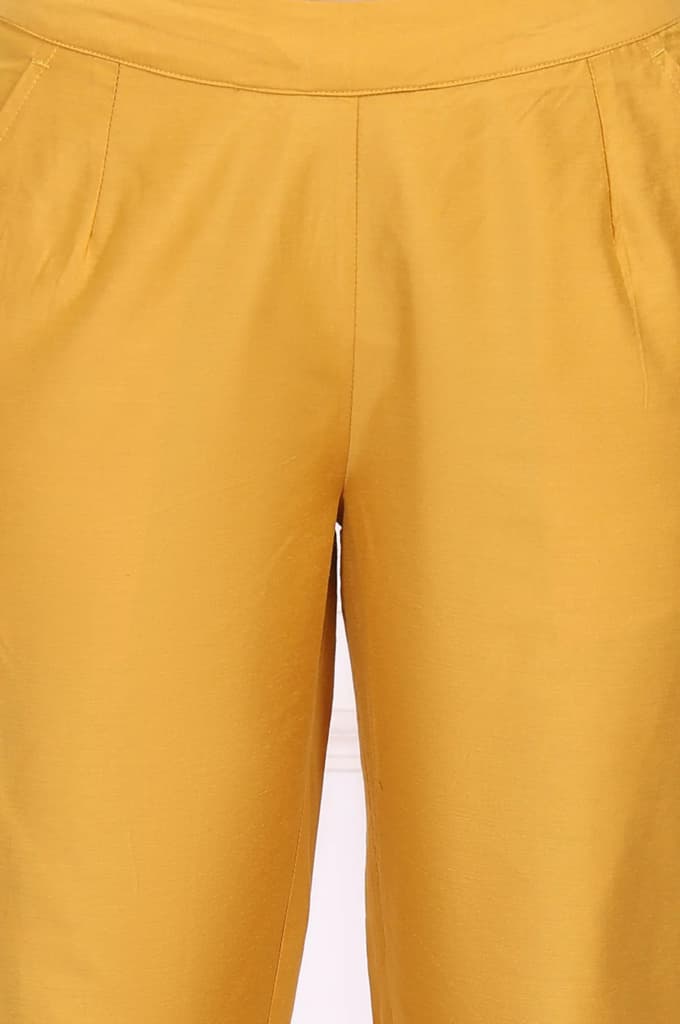 Yellow Solid Ankle Length Straight Pants — photo 5