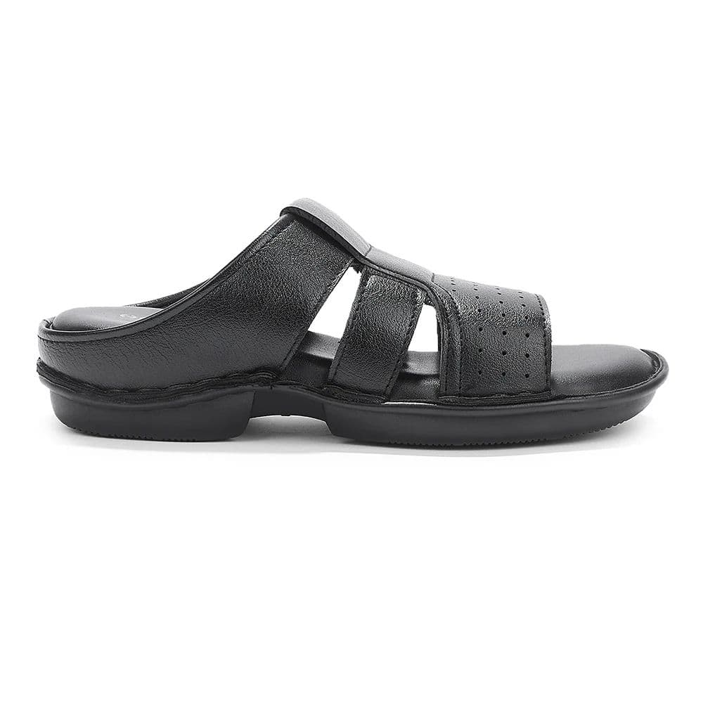 Healers Black Casual Flat Sandal For Men VAL-31E By Liberty — photo 3