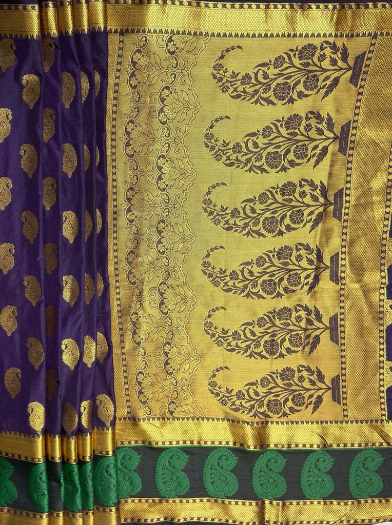 MIMOSA Women's Woven Design Kanjivaram Style Art Silk Saree with Blouse Piece - Navy ( SA00003149NVFREE ) — photo 6