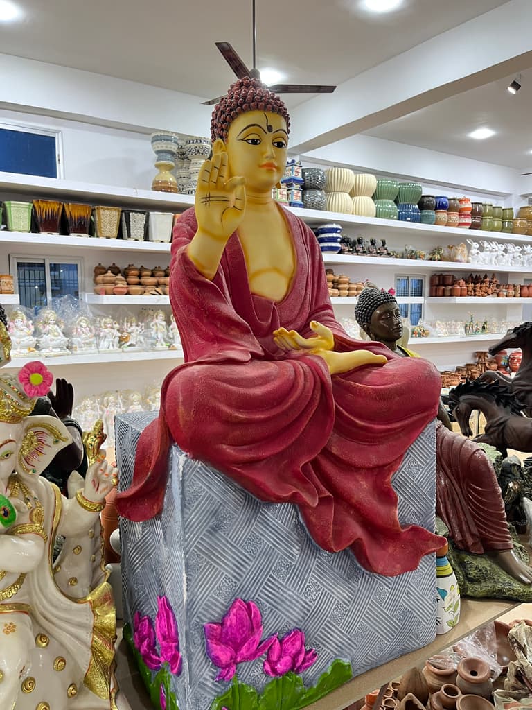 Buddha Statue | Sculpture | Marble | Red