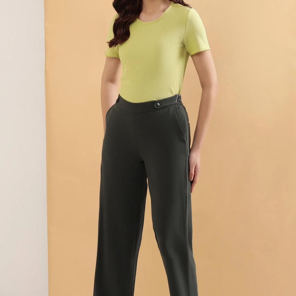 Olive Green Formal Parallel Pants