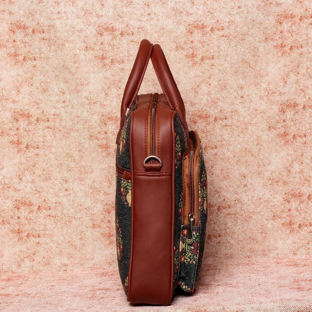 Royal Green Mogra Print Laptop Bag — photo 7