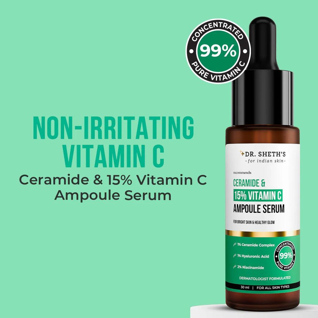 Non-Irritating Ceramide & 15% Vitamin C Ampoule Serum - 30ml