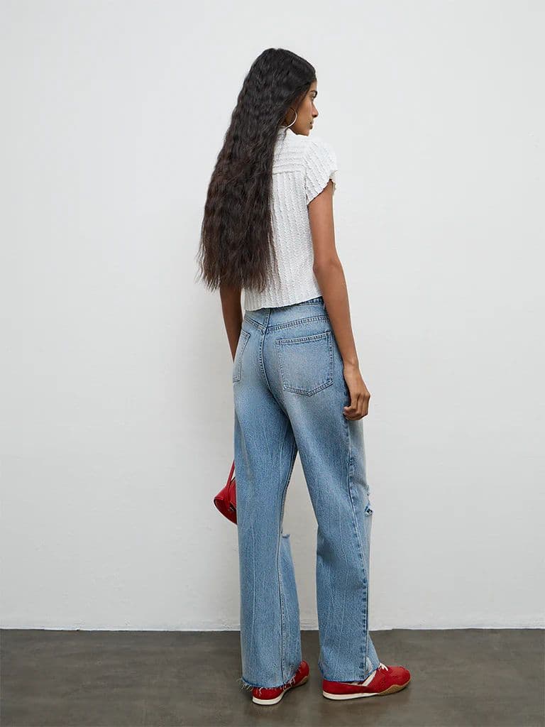 Nuon Blue Washed Distressed High-Rise Jeans — photo 4