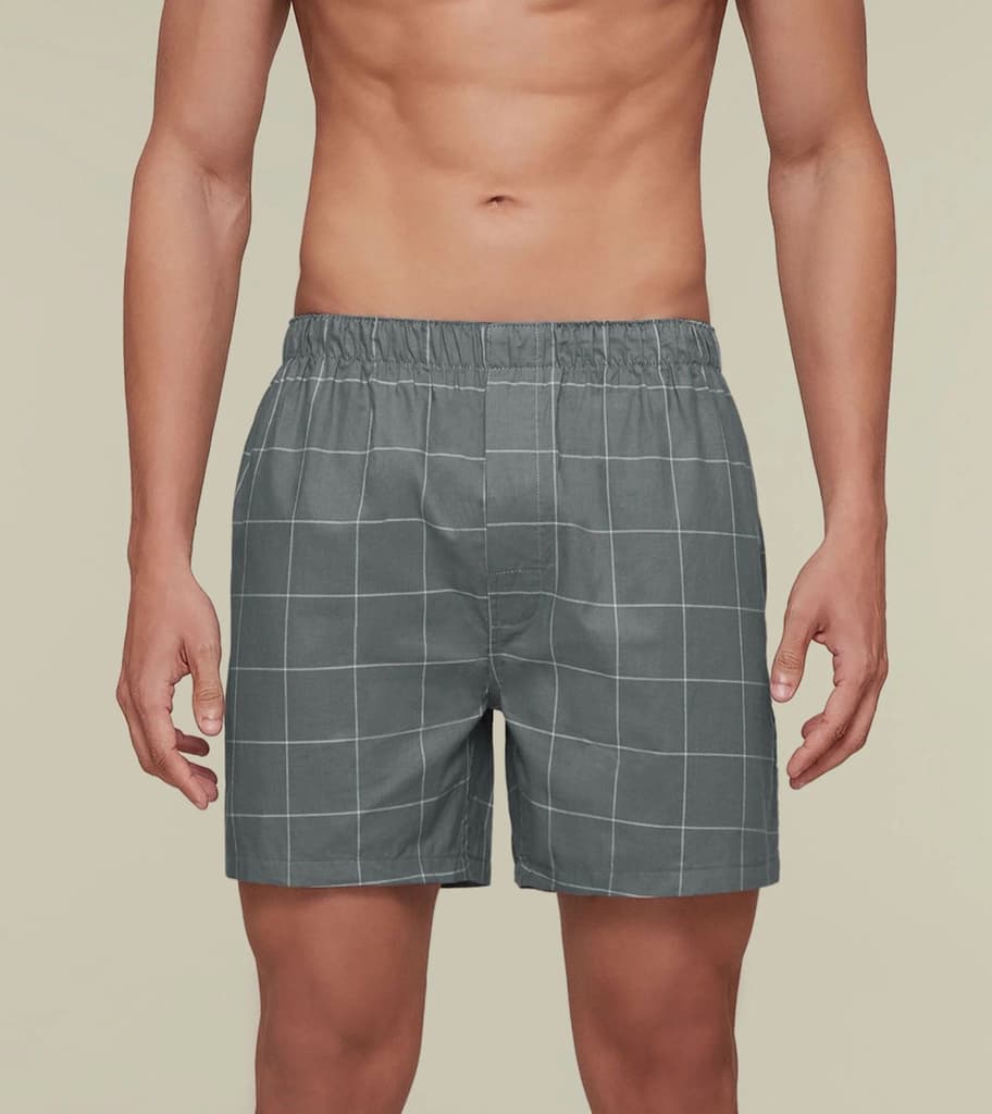 Checkmate Combed Cotton Boxers Frosty Grey