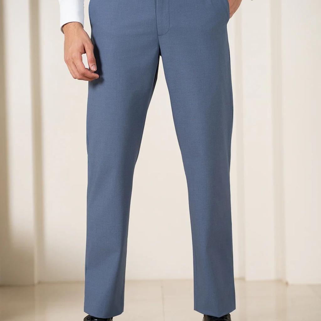 Crest Blue Melange Stretch Formal Pants