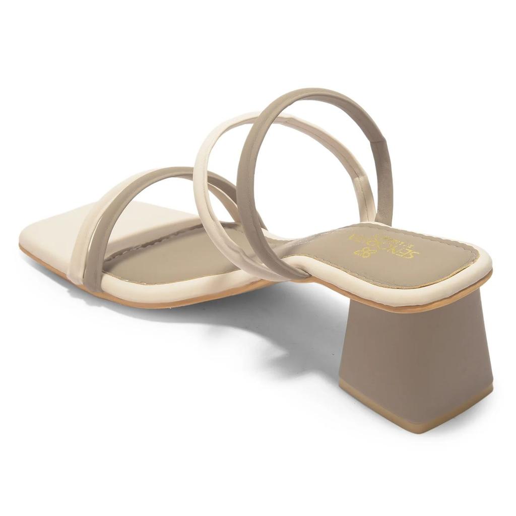 Senorita STY-162E Beige Casual Heeled Slippers for Women by Liberty — photo 5